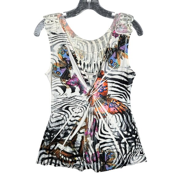 Boston Proper Butterfly Tank Crochet V Neck Medium Fairy Grunge Boho Punk Edgy - Picture 1 of 8